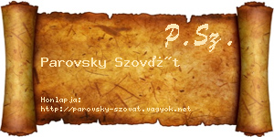 Parovsky Szovát névjegykártya